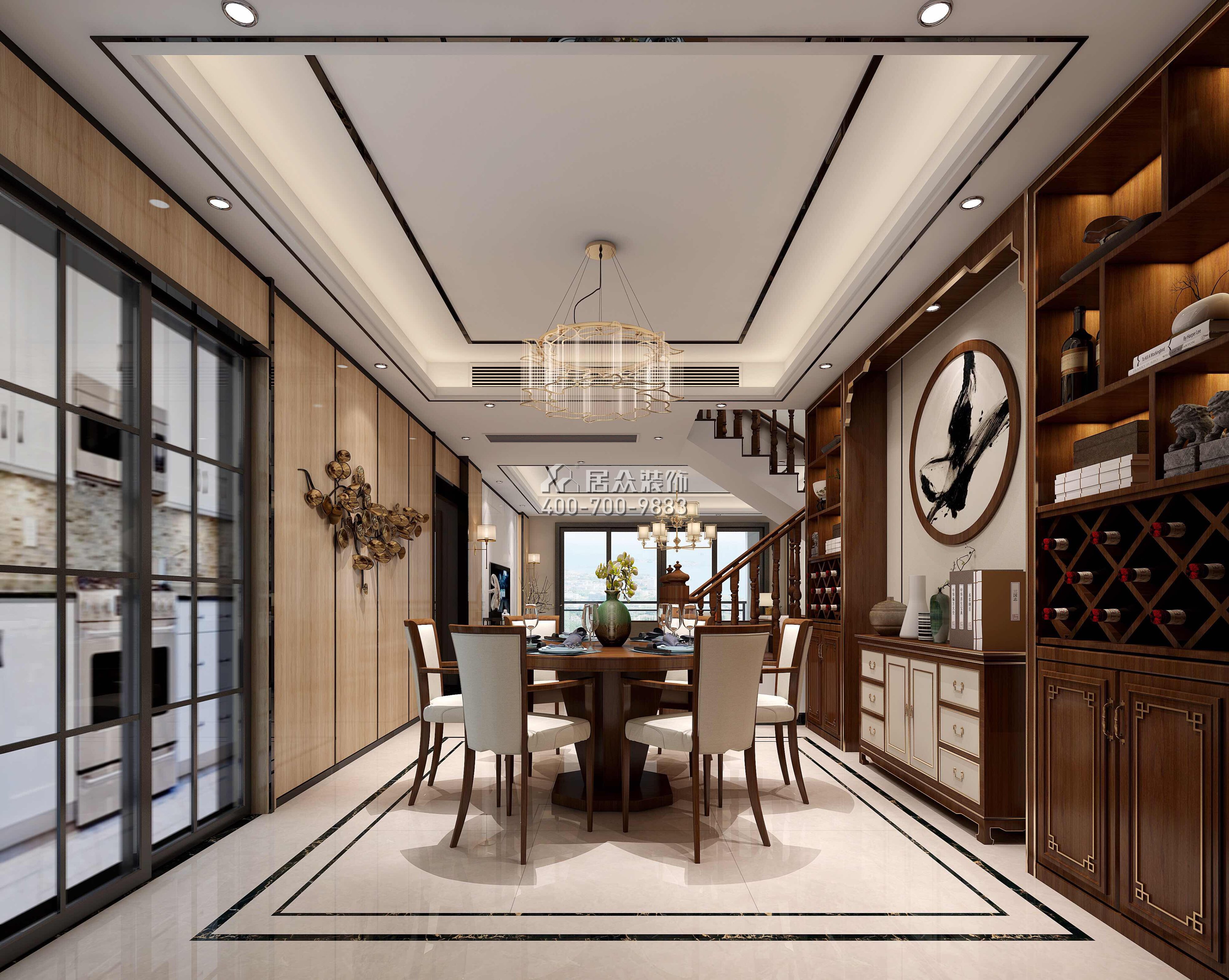 星河丹堤242平方米中式风格复式户型餐厅装修效果图
