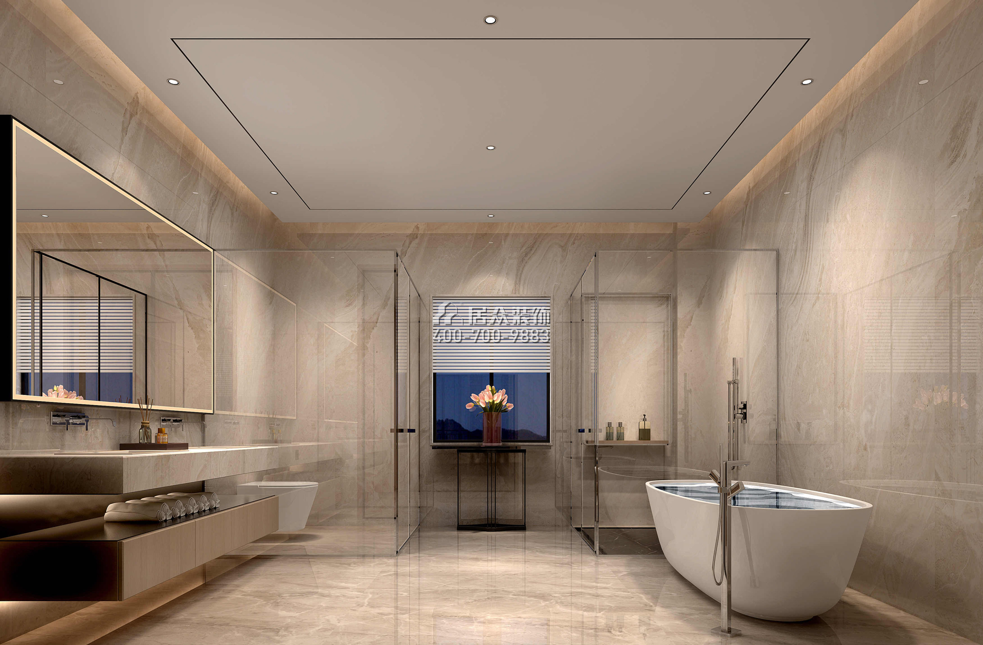 海逸豪庭366平方米现代简约风格别墅户型卫生间装修效果图