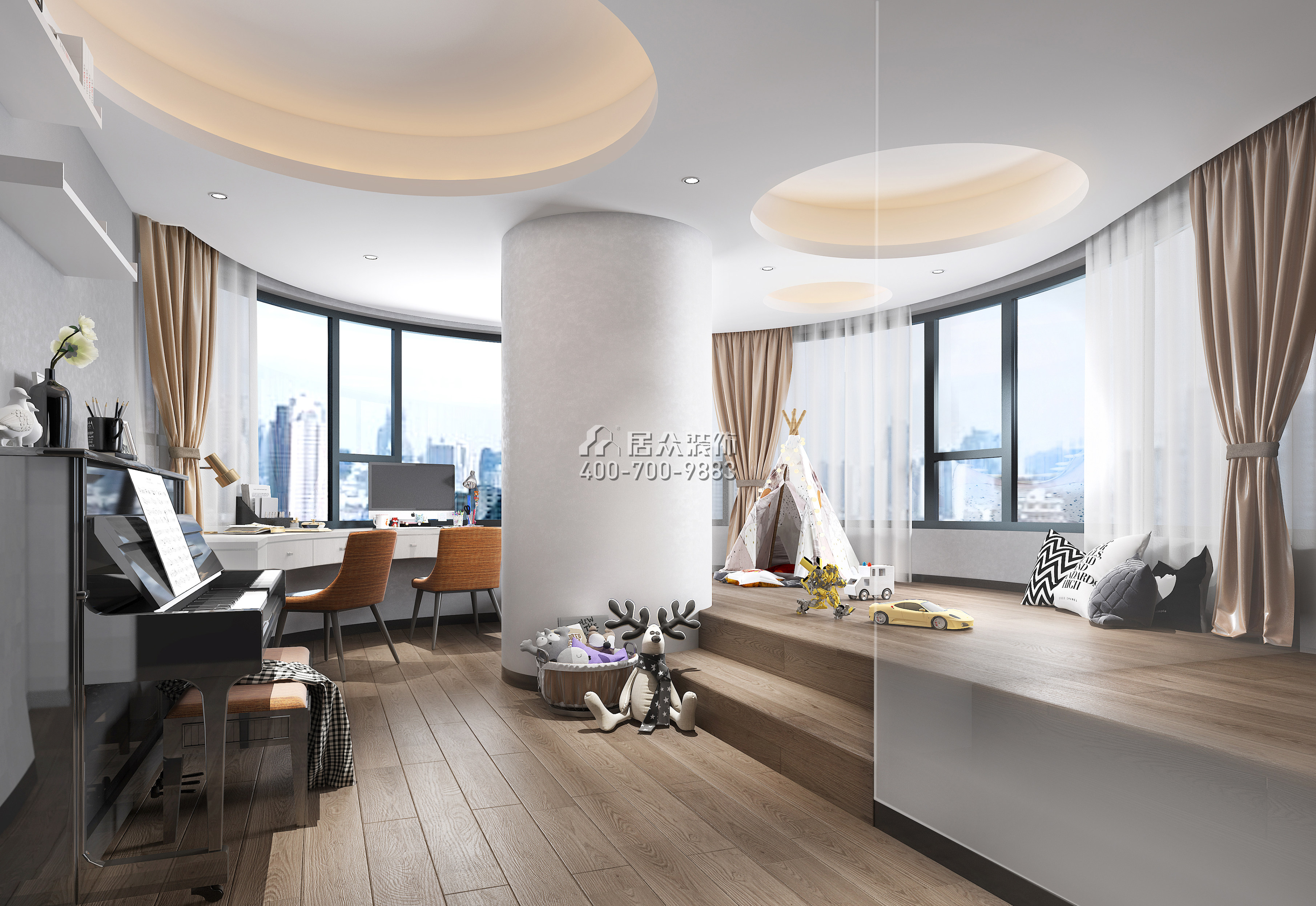 中信紅樹灣-三期300平方米現代簡約風格平層戶型客廳裝修效果圖