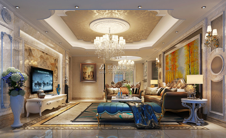 中伦东海岸130平方米欧式风格平层户型客厅装修效果图