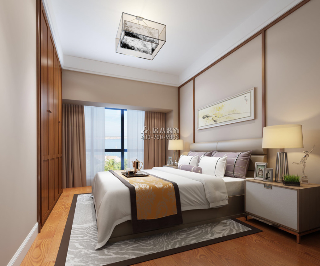 中海鹿丹名苑120平方米中式风格平层户型卧室装修效果图