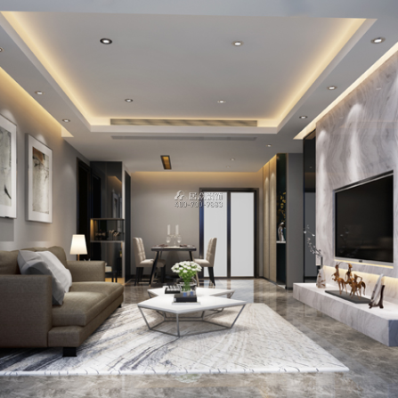 寶生midtown 88平方米現代簡約風格平層戶型客廳裝修效果圖
