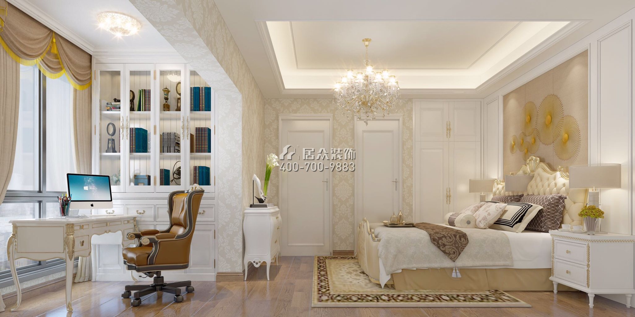海印长城110平方米欧式风格平层户型卧室装修效果图