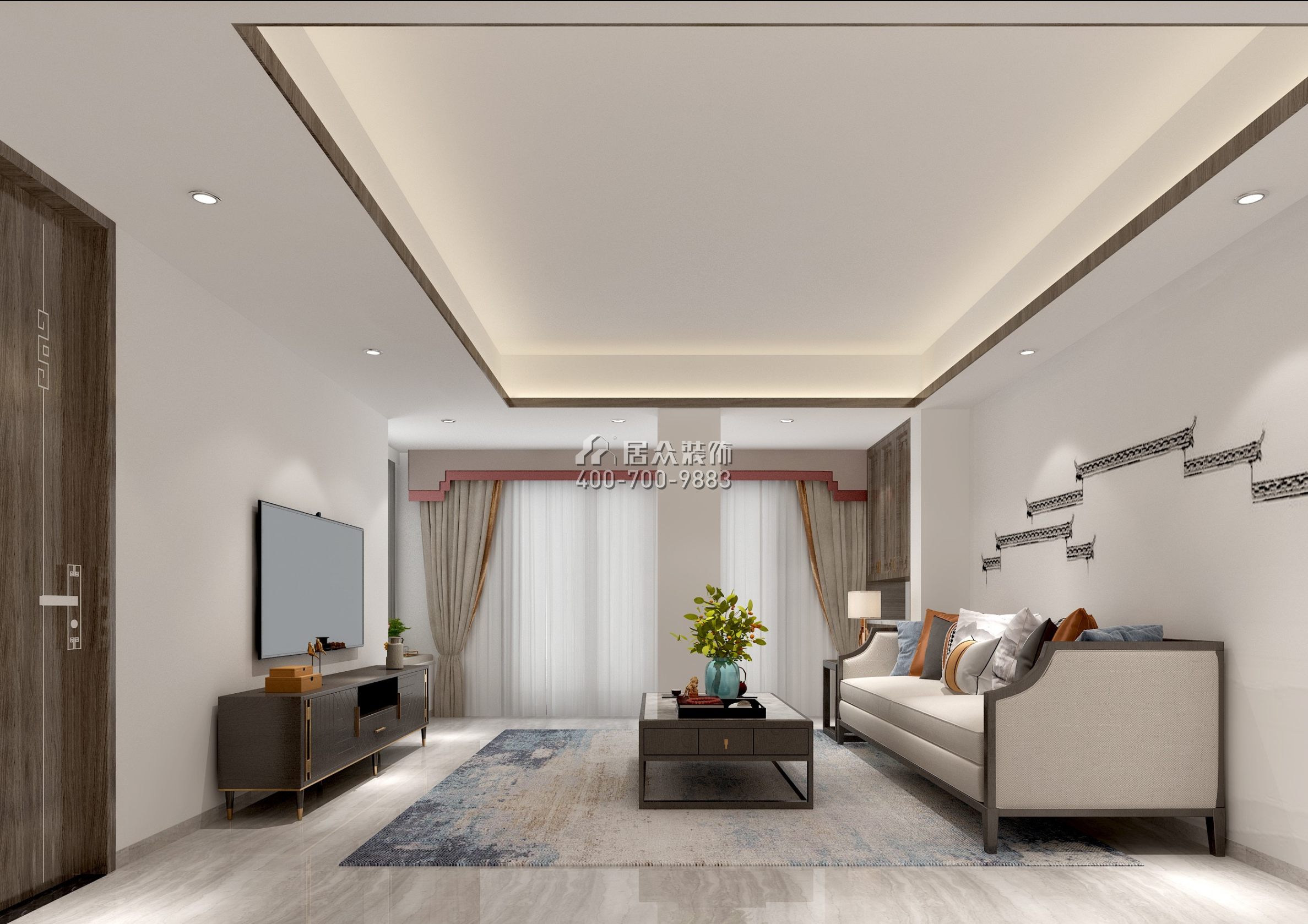 万科棠樾600平方米中式风格别墅户型卧室装修效果图