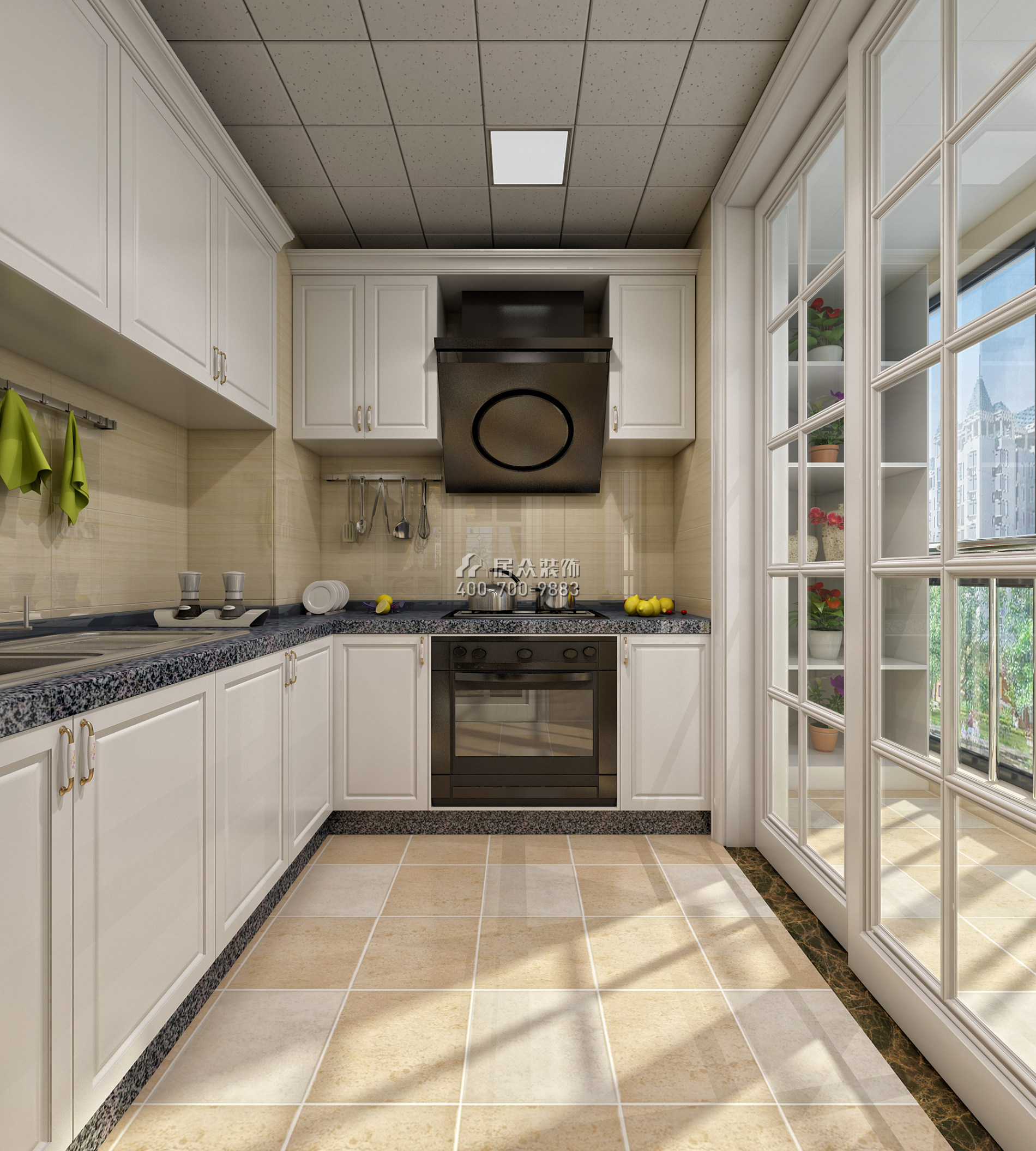 121平方米欧式风格平层户型厨房装修效果图