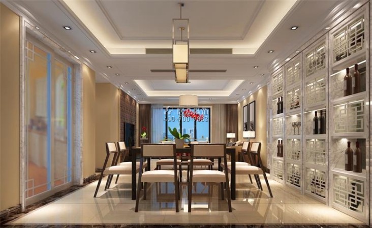雅居乐155平方米中式风格平层户型餐厅装修效果图