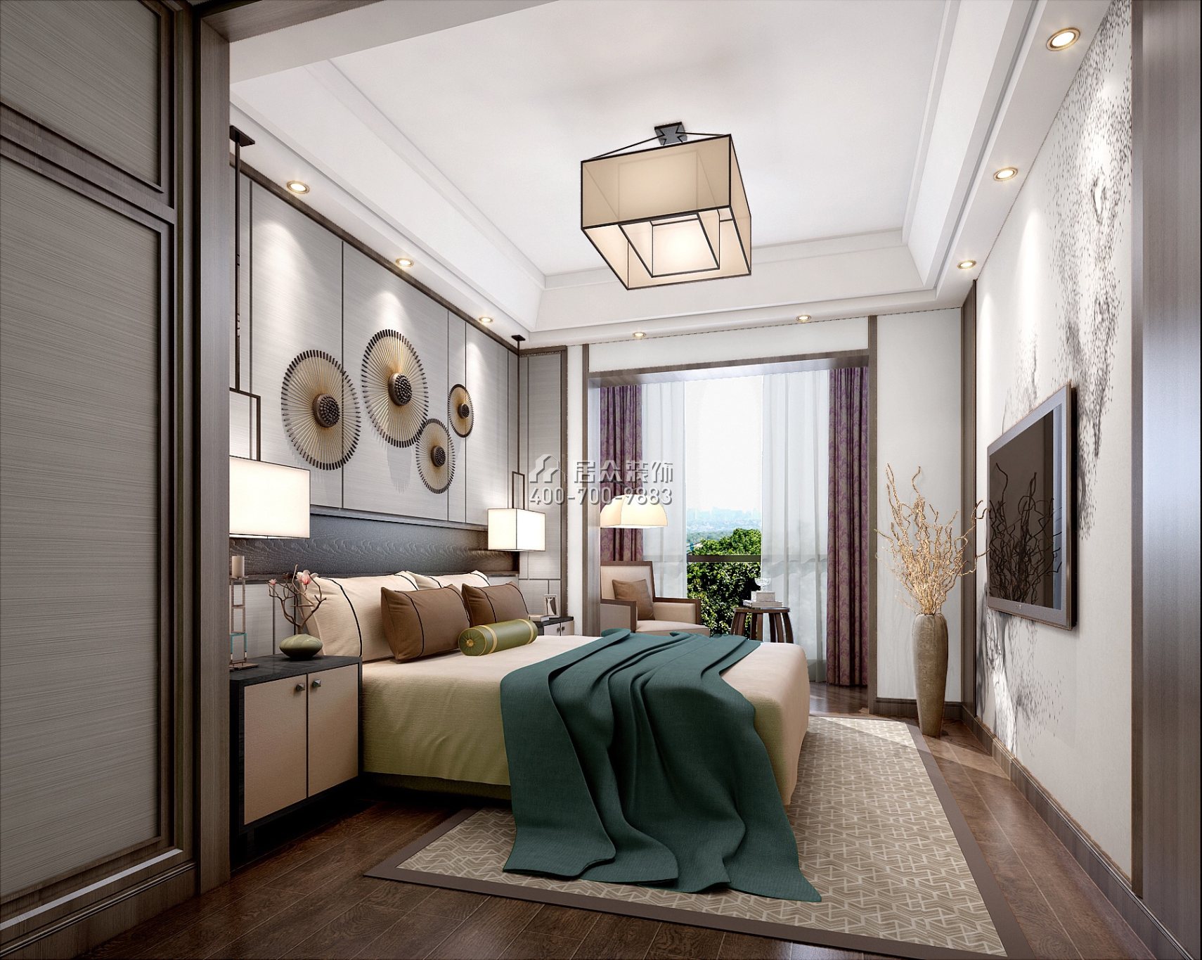 香格名苑89平方米现代简约风格平层户型卧室装修效果图