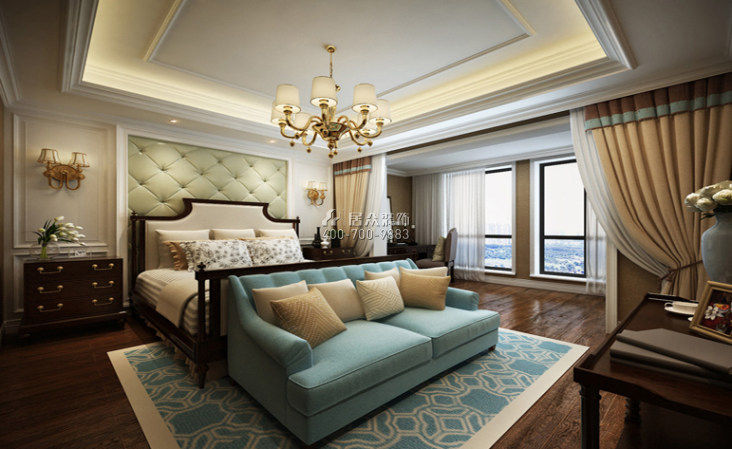 汉京湾雅居120平方米美式风格复式户型卧室装修效果图