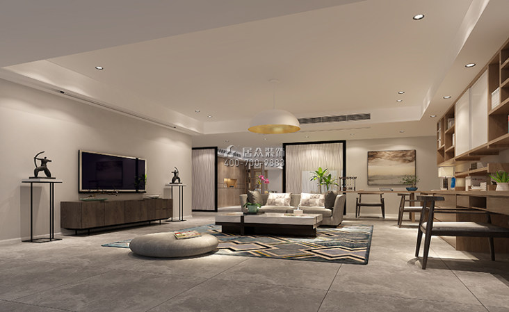 260平方米现代简约风格平层户型客厅装修效果图