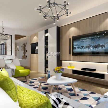 泰华阳光海89平方米北欧风格平层户型客厅装修效果图