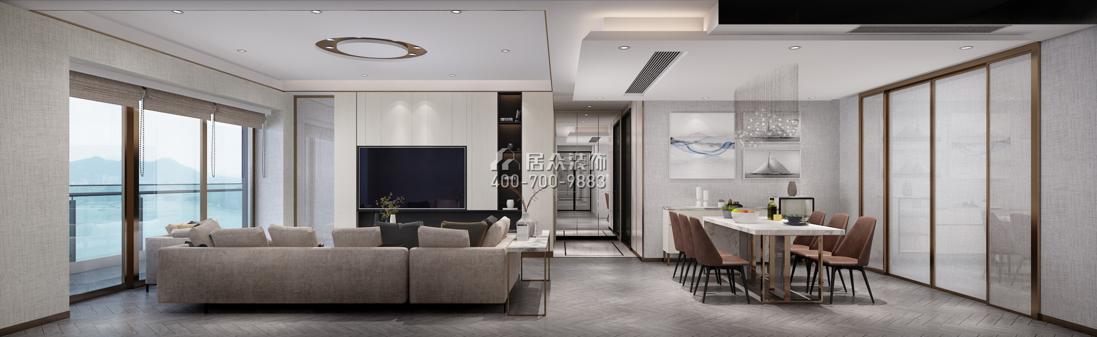 华润城润府二期206平方米现代简约风格平层户型客厅装修效果图