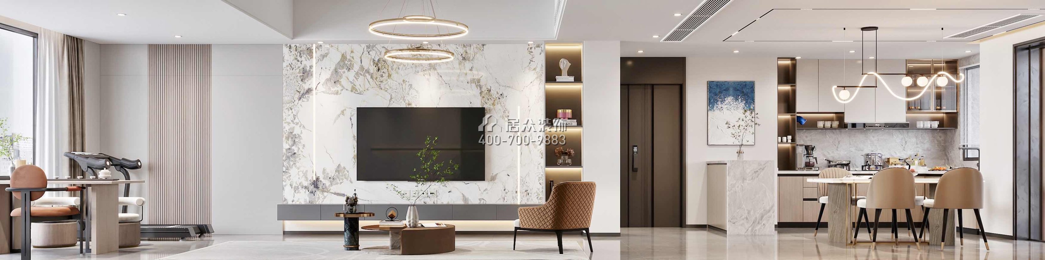 翠湖香山150平方米现代简约风格平层户型客厅kok电竞平台效果图