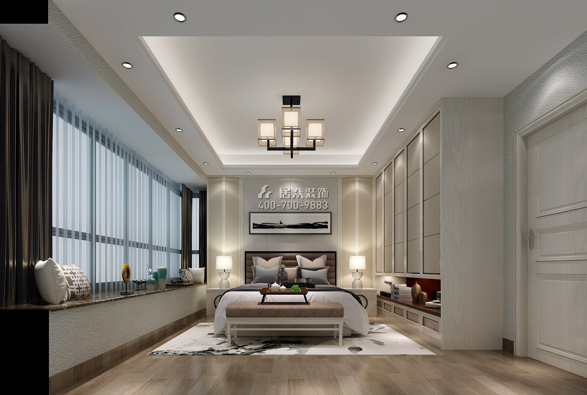 嘉都汇120平方米新古典风格平层户型卧室kok电竞平台效果图