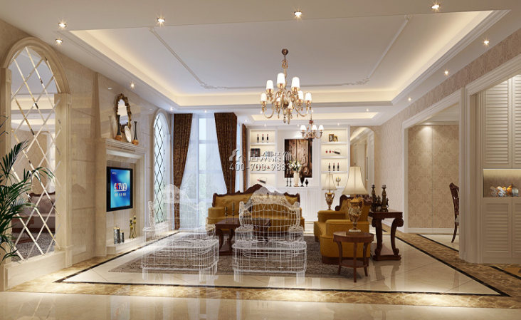 天鹅堡230平方米欧式风格平层户型客厅装修效果图