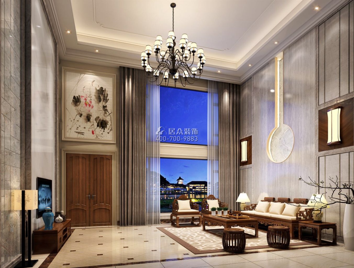 紫檀山500平方米中式风格别墅户型封面（中国）科技有限公司官网效果图