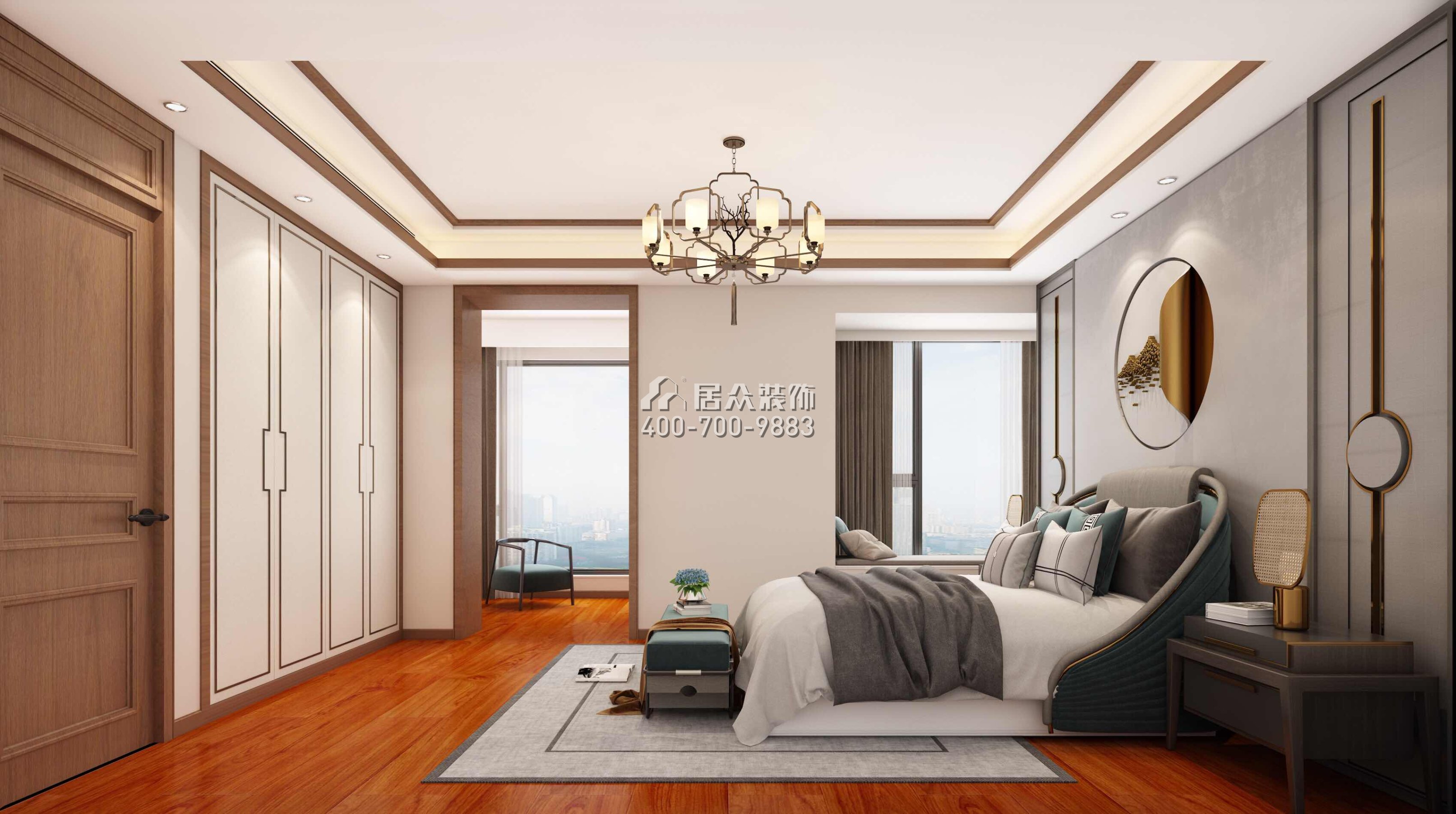 宝生midtown 207平方米中式风格平层户型卧室装修效果图