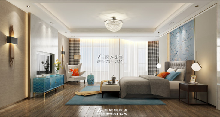 碧桂园天玺弯400平方米现代简约风格平层户型卧室装修效果图