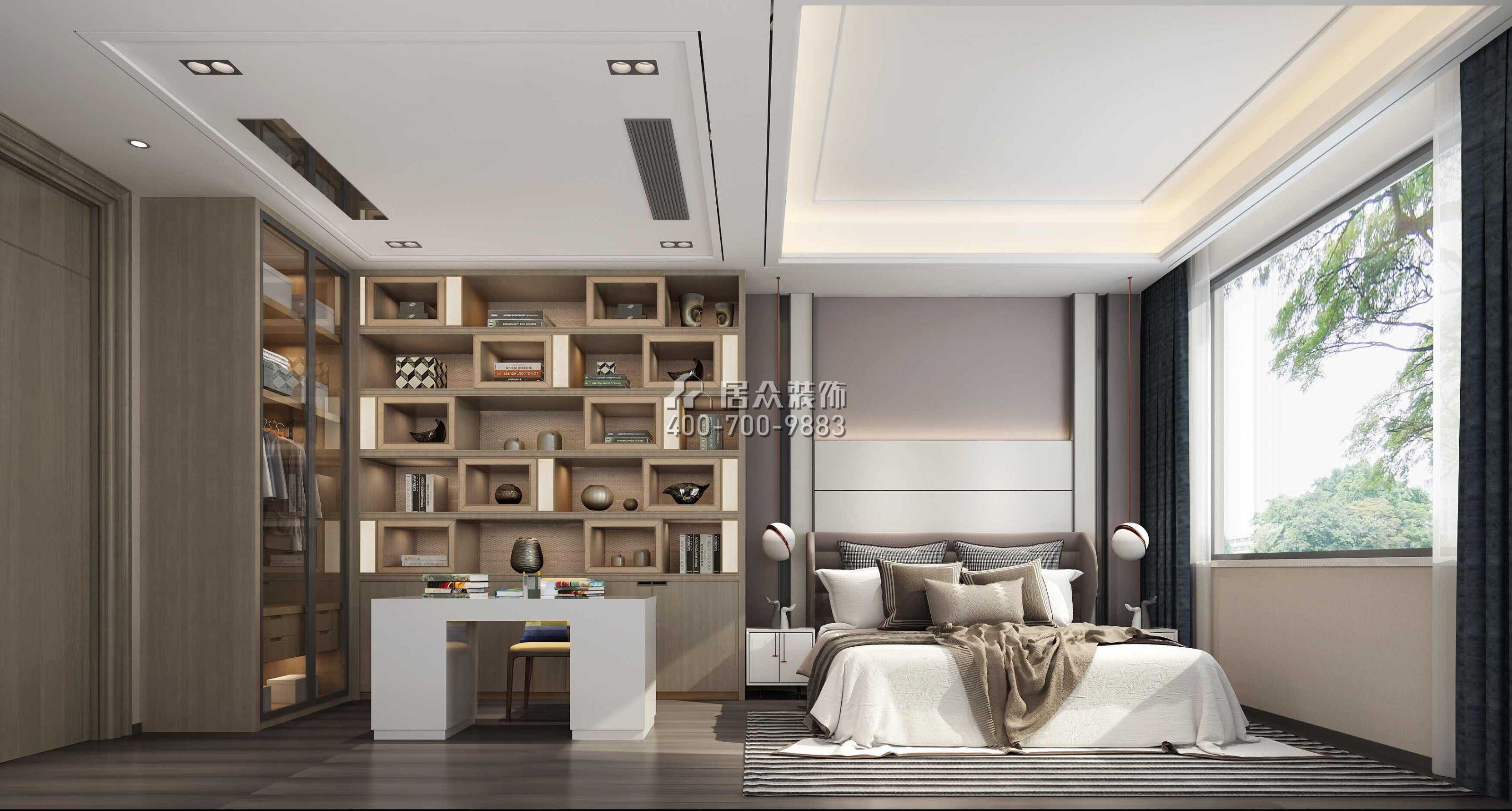 宝湖山庄450平方米现代简约风格别墅户型卧室装修效果图