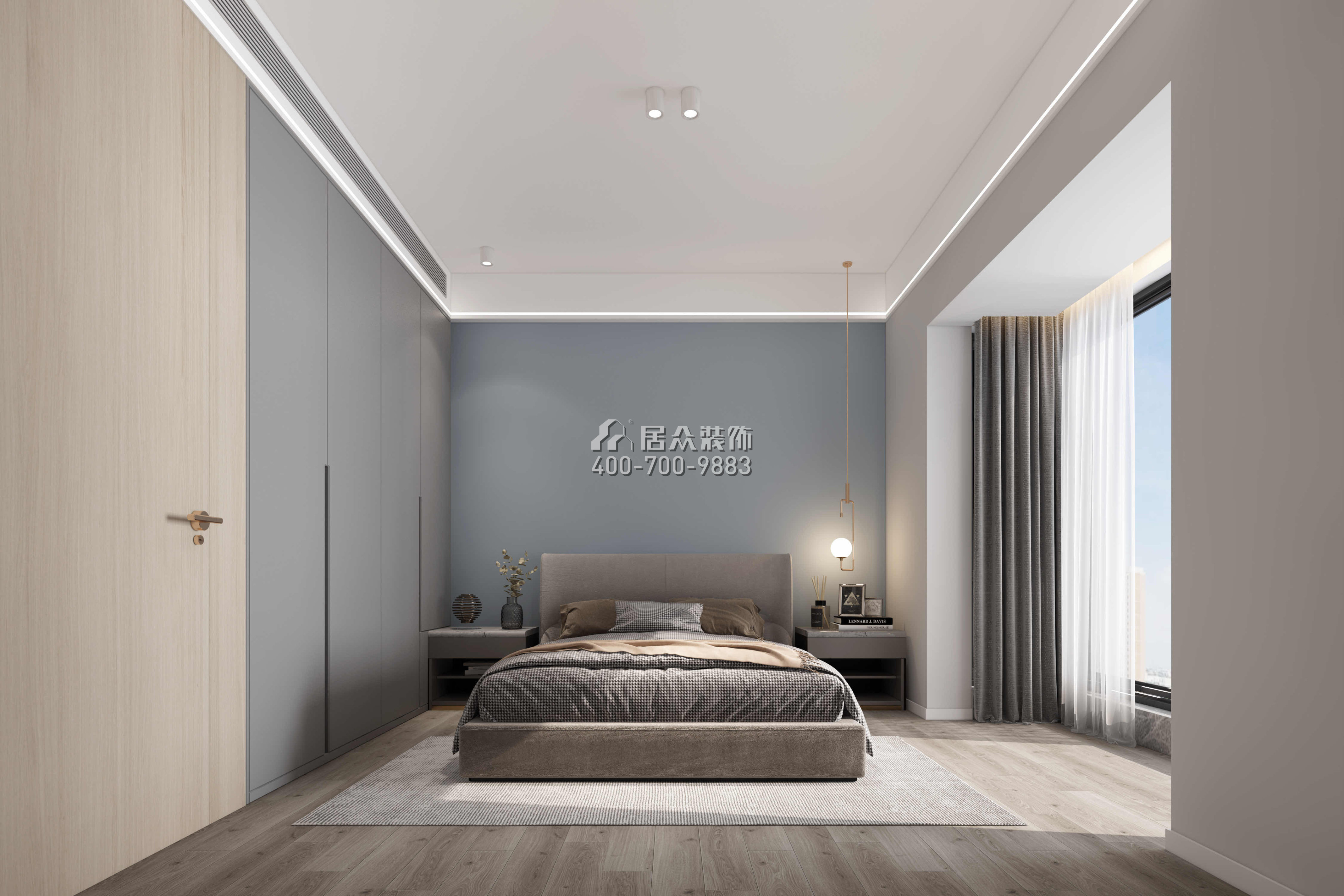 鸣溪谷185平方米现代简约风格复式户型卧室装修效果图