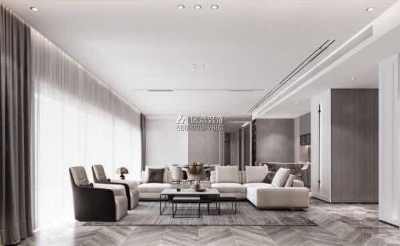 万科瑧山道298平方米现代简约风格平层户型客厅装修效果图