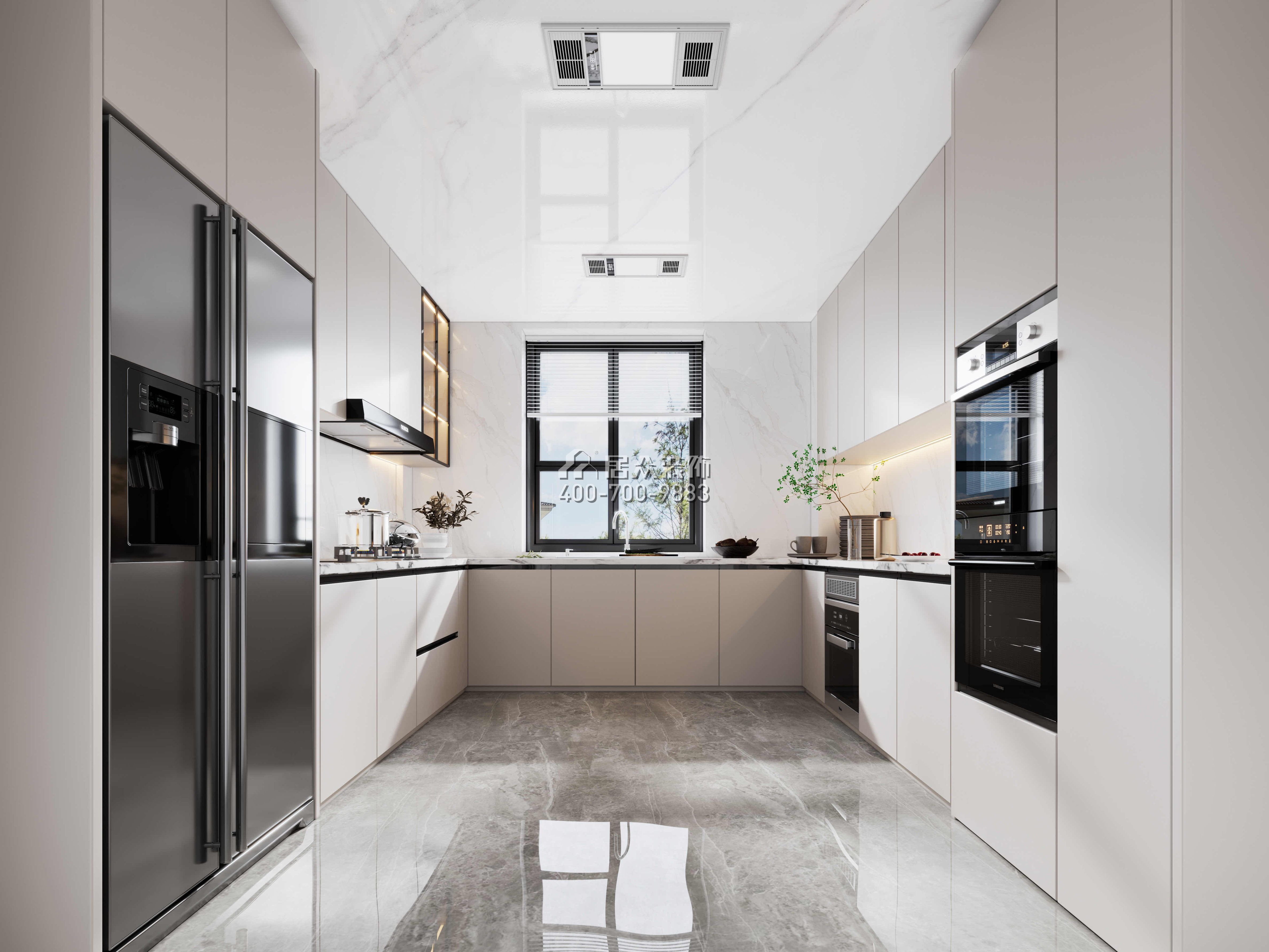 金天地悦湾450平方米现代简约风格叠墅户型厨房装修效果图