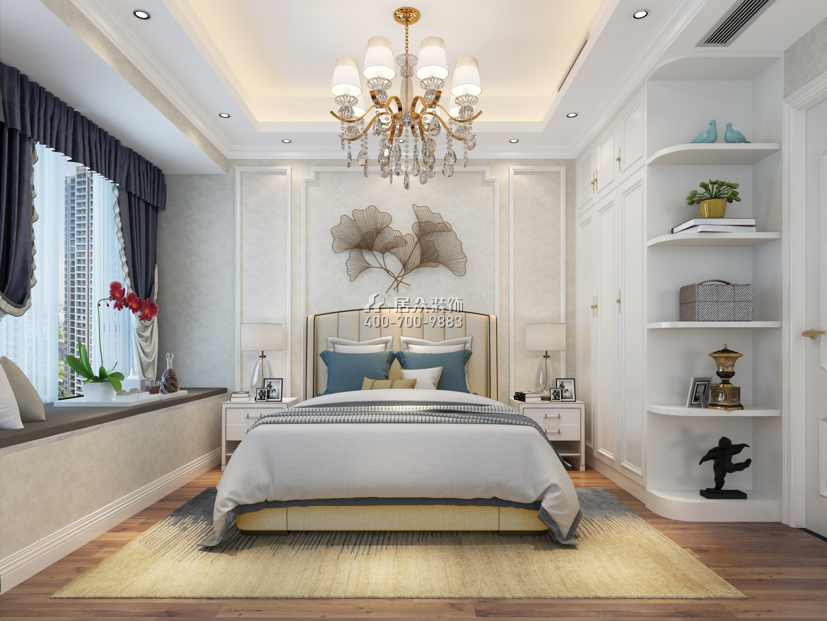 华强城110平方米现代简约风格平层户型卧室装修效果图
