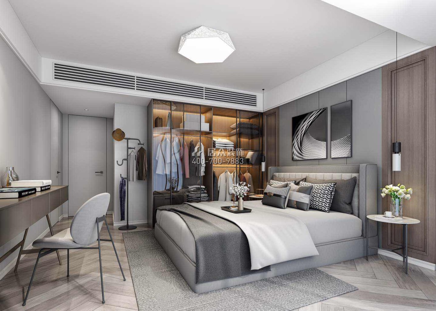星河明居150平方米現代簡約風格平層戶型臥室裝修效果圖