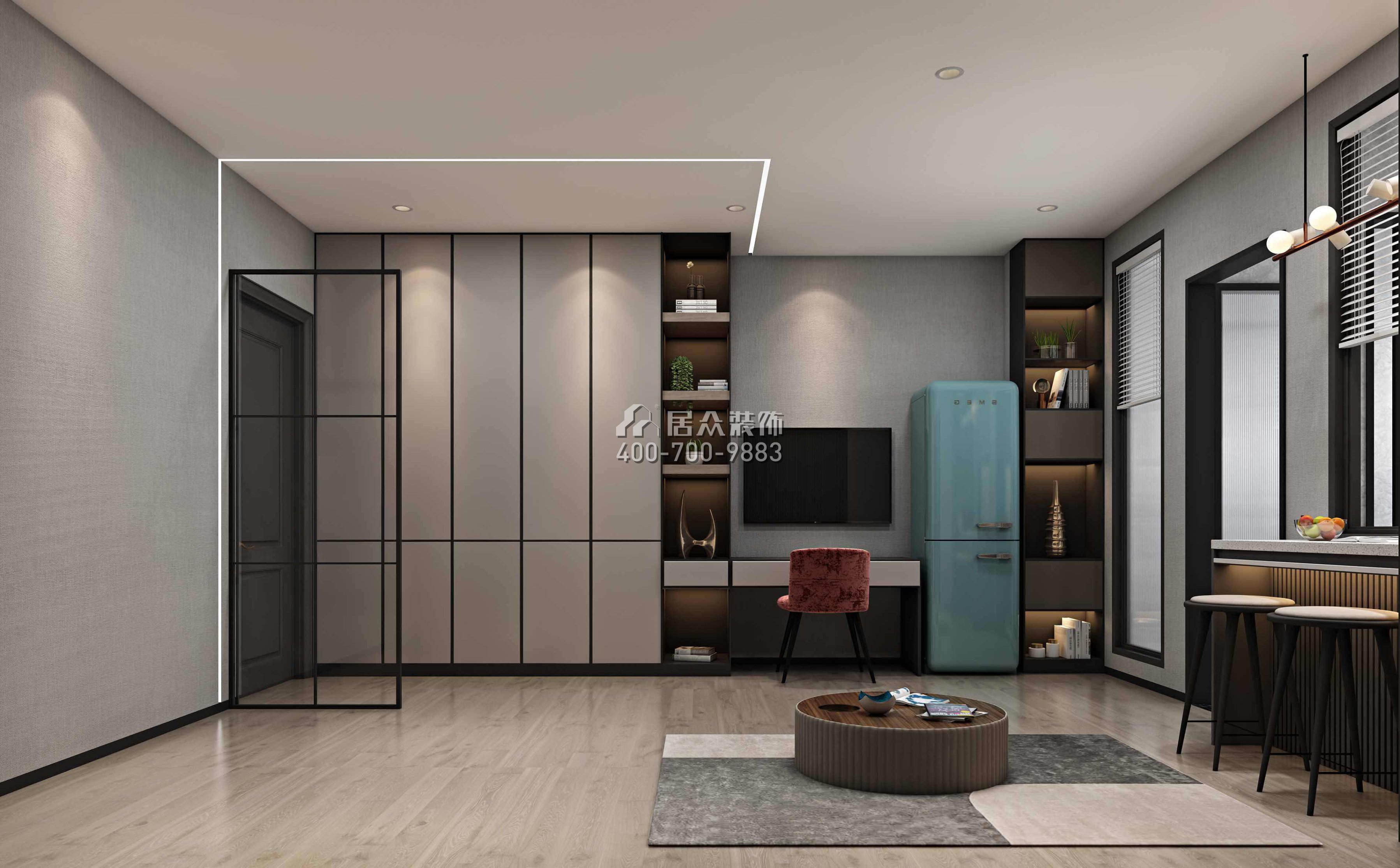 公寓820平方米现代简约风格平层户型客厅装修效果图