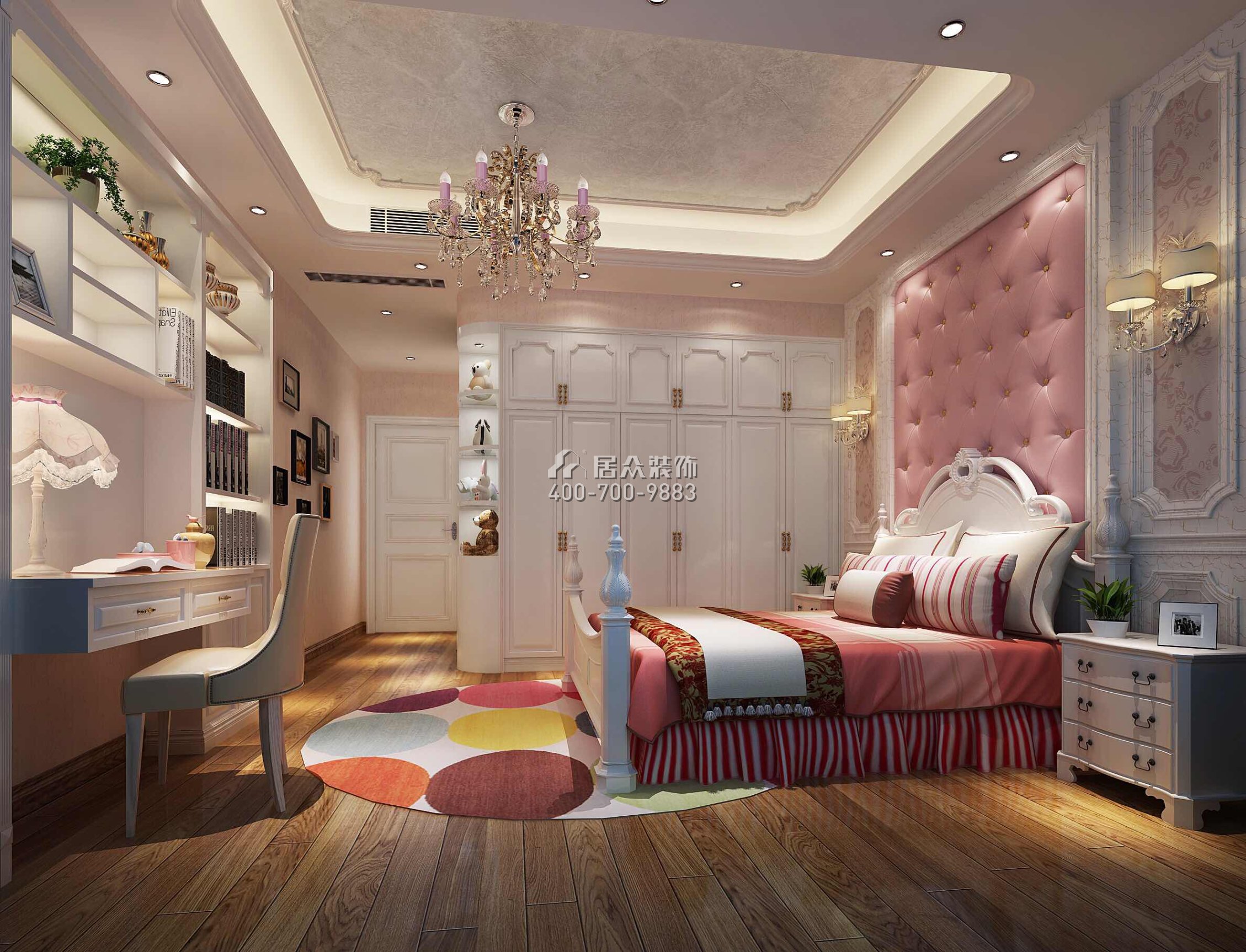 依云曦城360平方米美式风格复式户型卧室装修效果图