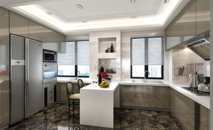 盛地尊域340平方米现代简约风格复式户型厨房装修效果图