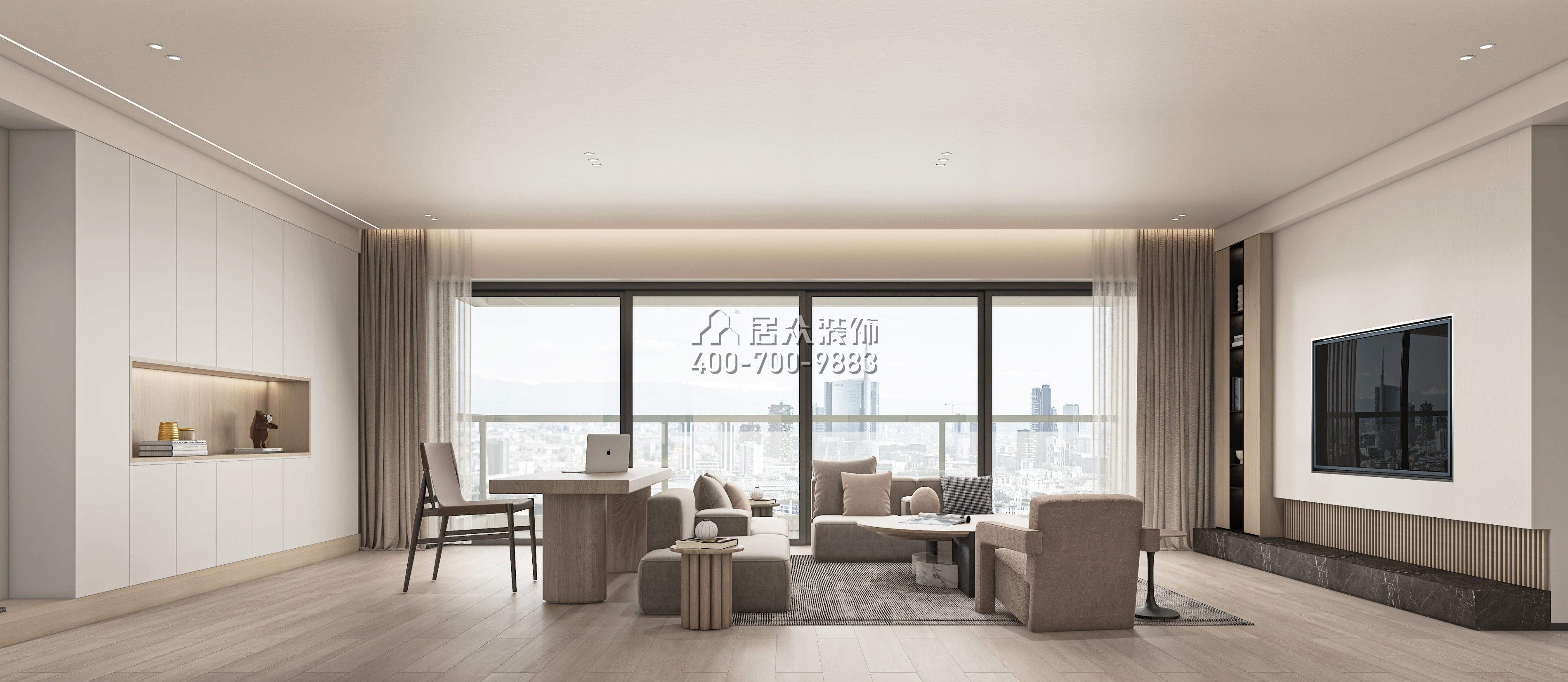 大悅城天悅壹號220平方米現代簡約風格平層戶型客廳裝修效果圖