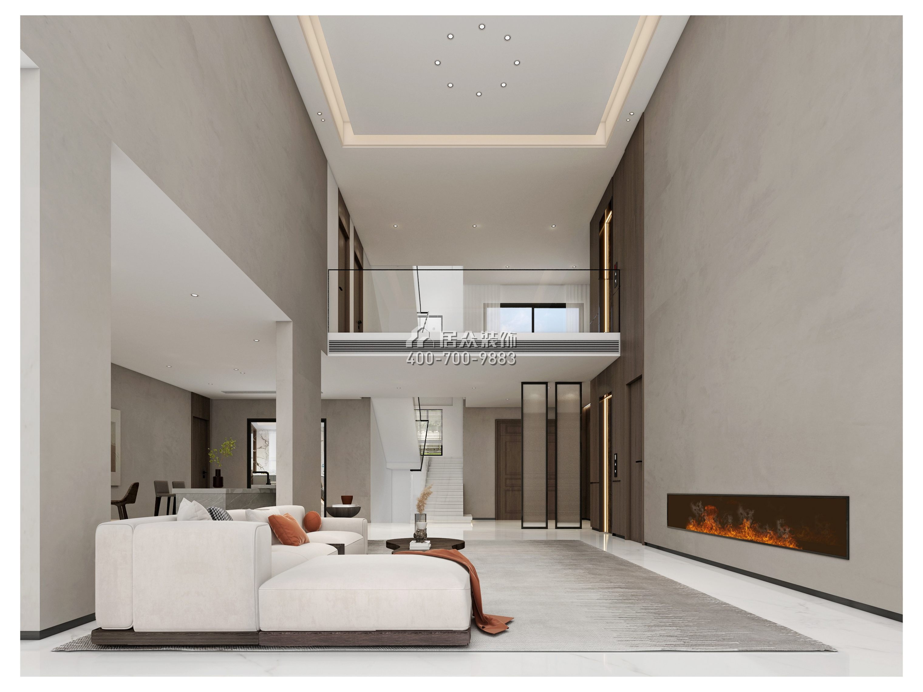 海逸豪庭御峰560平方米现代简约风格别墅户型客厅装修效果图