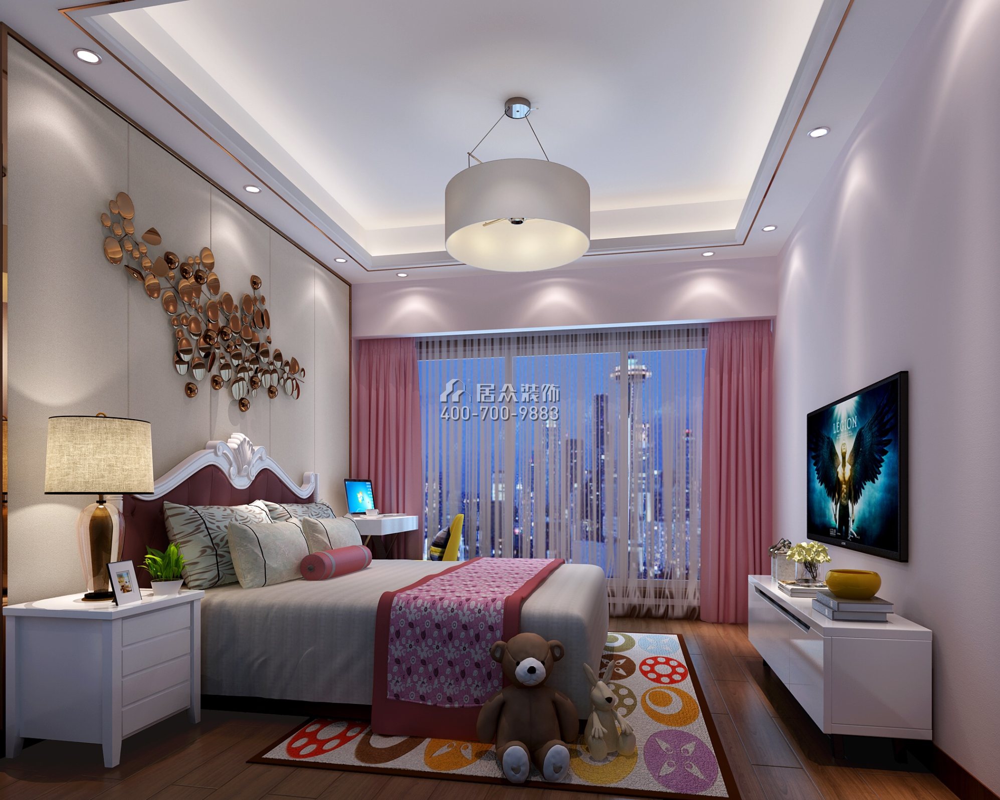 中洲中央公园二期150平方米新古典风格平层户型卧室装修效果图