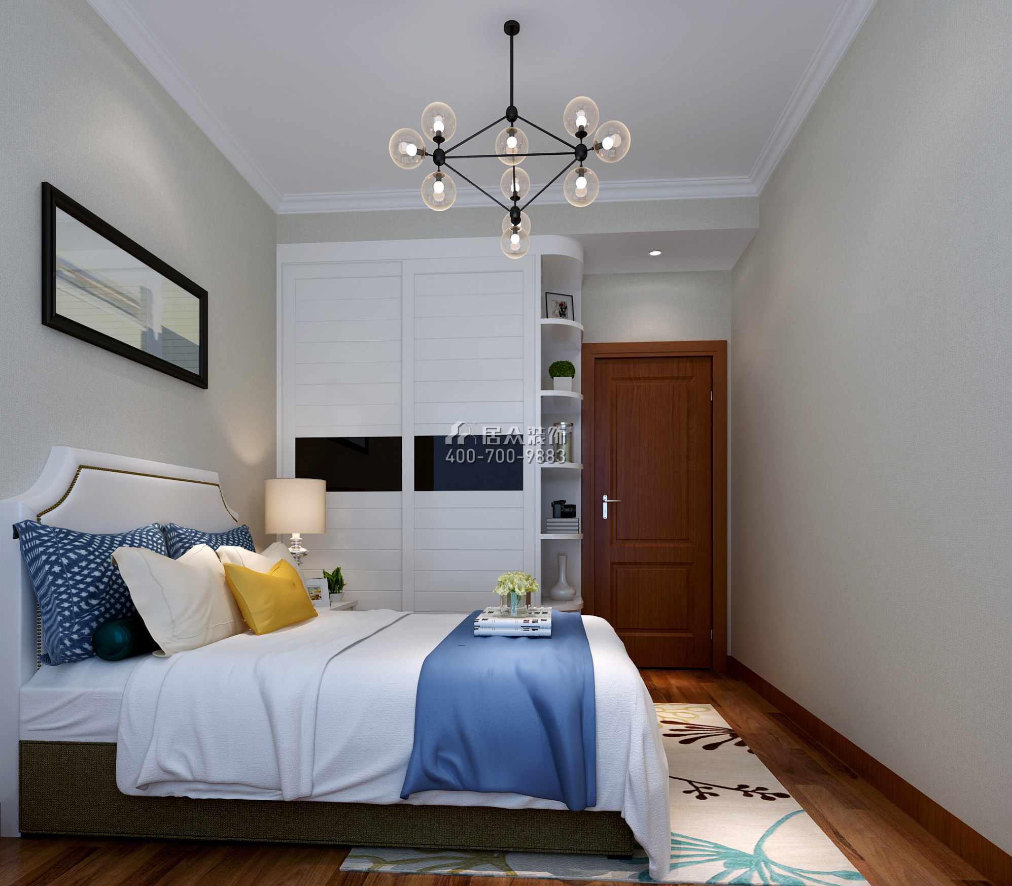 同和悦园139平方米中式风格平层户型卧室装修效果图