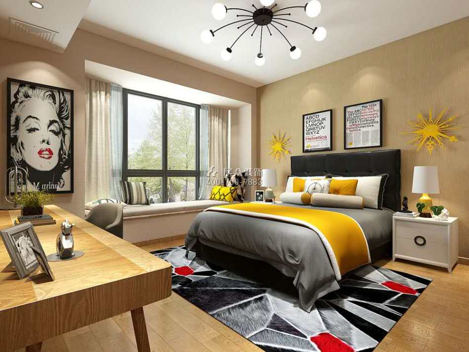  保利高爾夫128平方米現代簡約風格平層戶型臥室裝修效果圖
