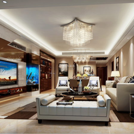 泰华阳光海150平方米现代简约风格平层户型客厅装修效果图
