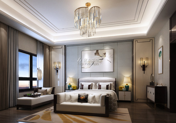 大汉汉园600平方米中式风格别墅户型卧室装修效果图