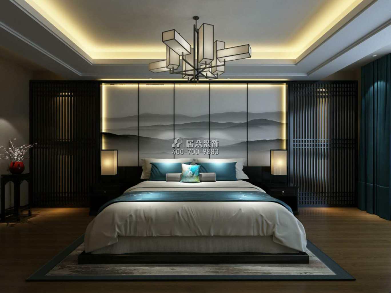 德景园650平方米中式风格别墅户型卧室装修效果图