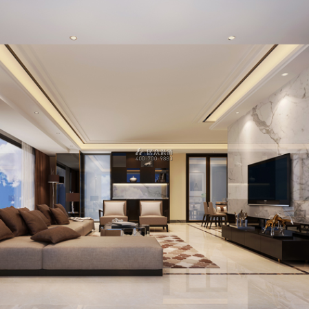 山语清晖178平方米现代简约风格平层户型客厅装修效果图