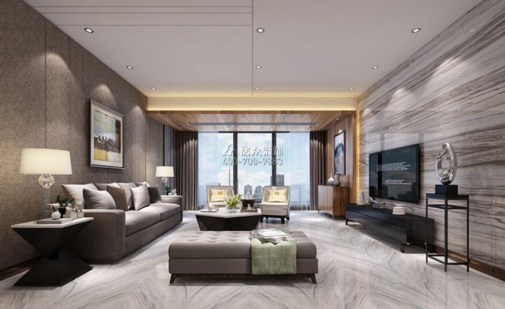 156平方米现代简约风格平层户型客厅装修效果图