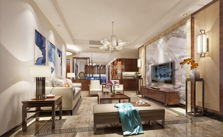 北滘雅居乐英伦首府200平方米中式风格平层户型客厅装修效果图