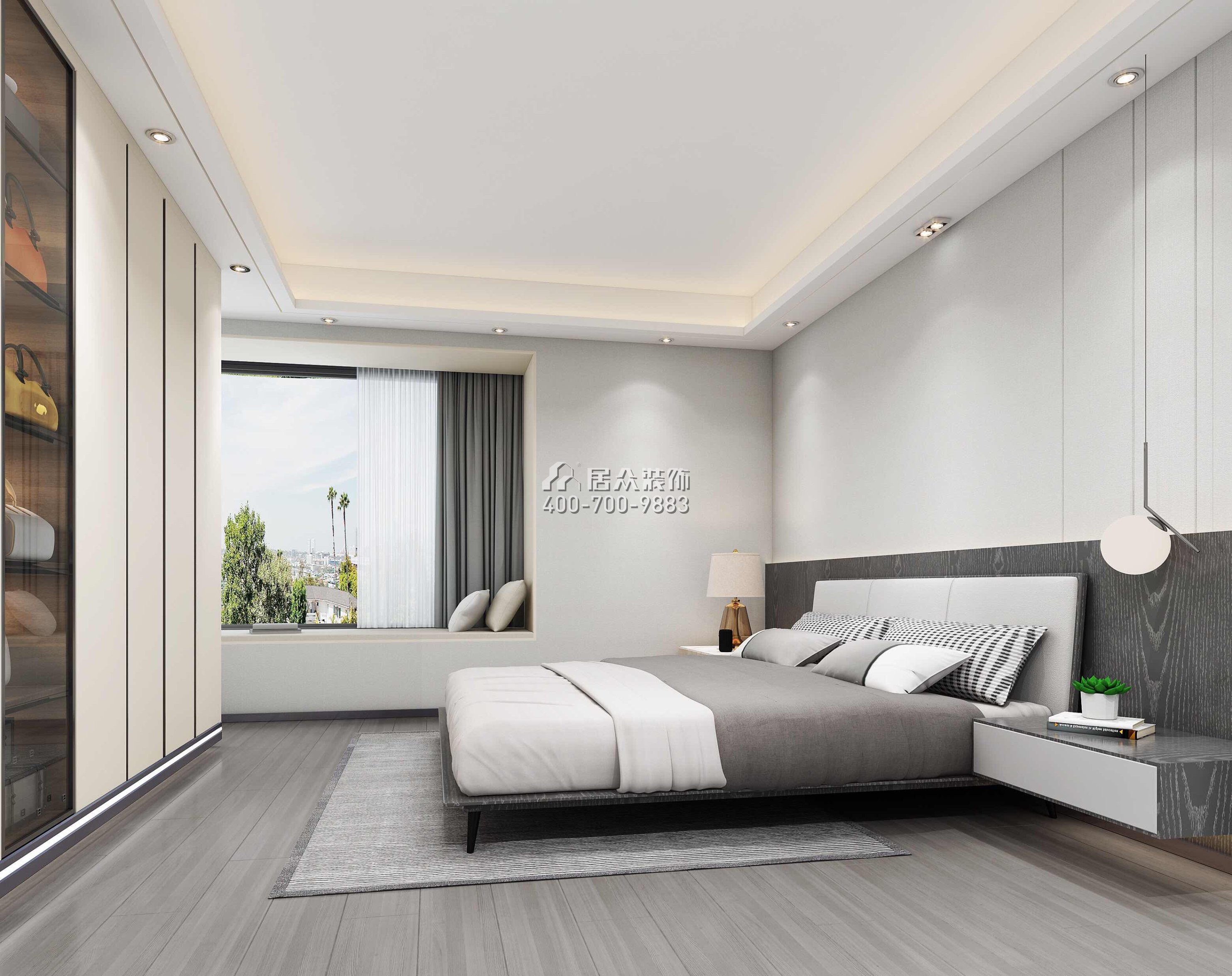 达鑫江滨新城250平方米现代简约风格平层户型卧室装修效果图