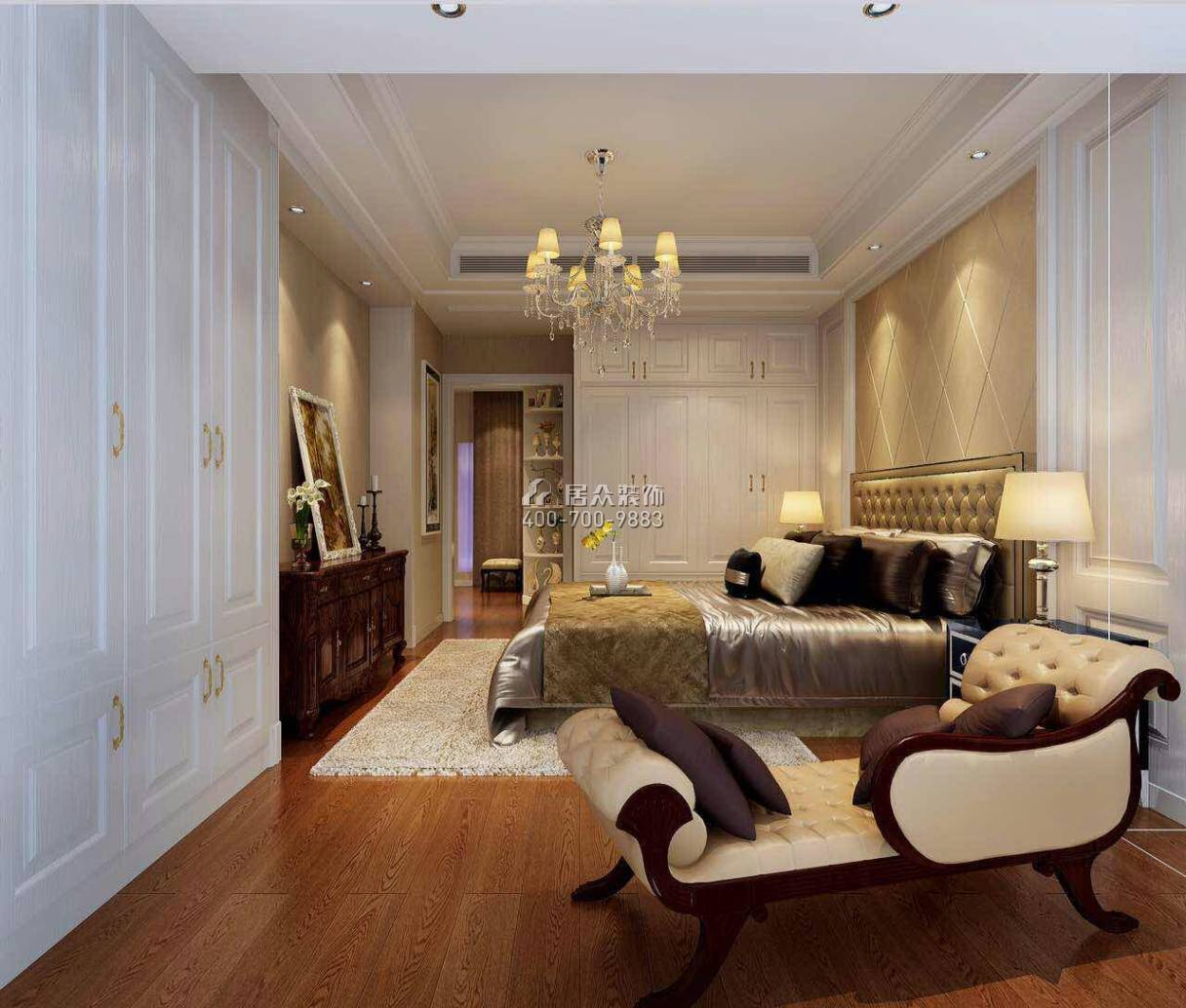 佳兆业前海广场135平方米欧式风格平层户型卧室装修效果图