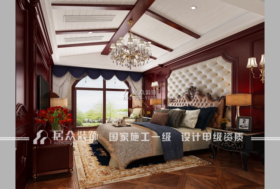 星星港湾500平方米美式风格别墅户型卧室装修效果图