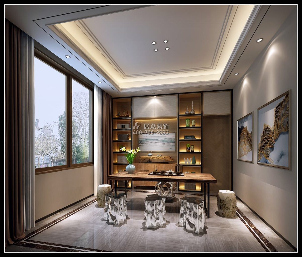 海逸豪庭御峰321平方米现代简约风格别墅户型茶室装修效果图