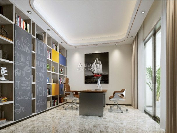 美的君兰江山420平方米现代简约风格平层户型书房开元官网效果图