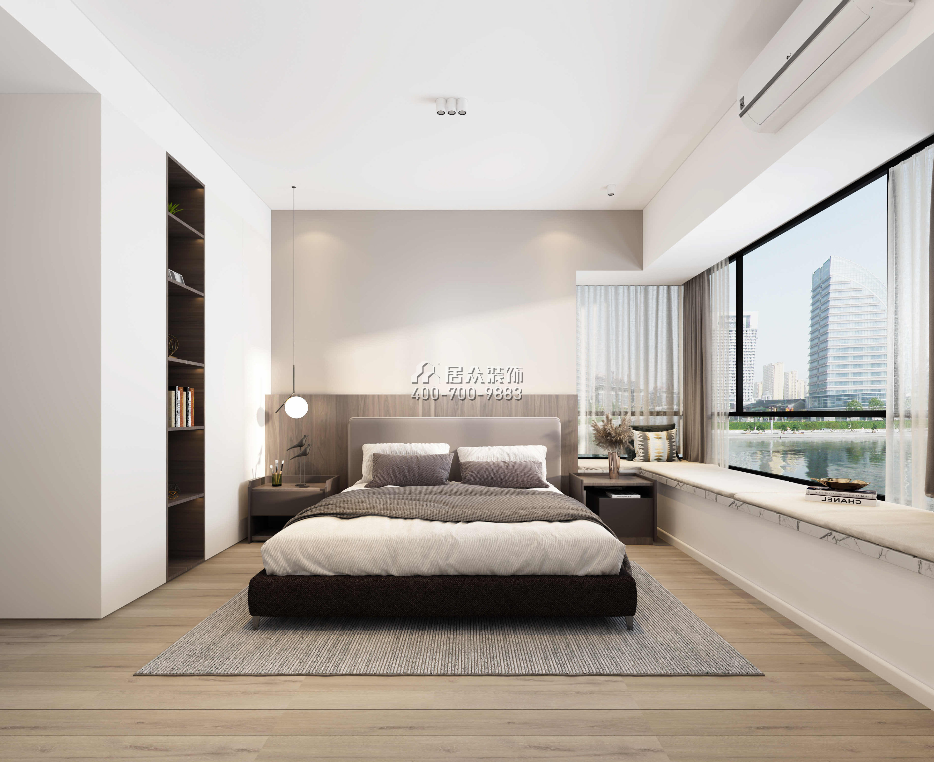 华发广场悦琴湾87平方米现代简约风格平层户型卧室装修效果图