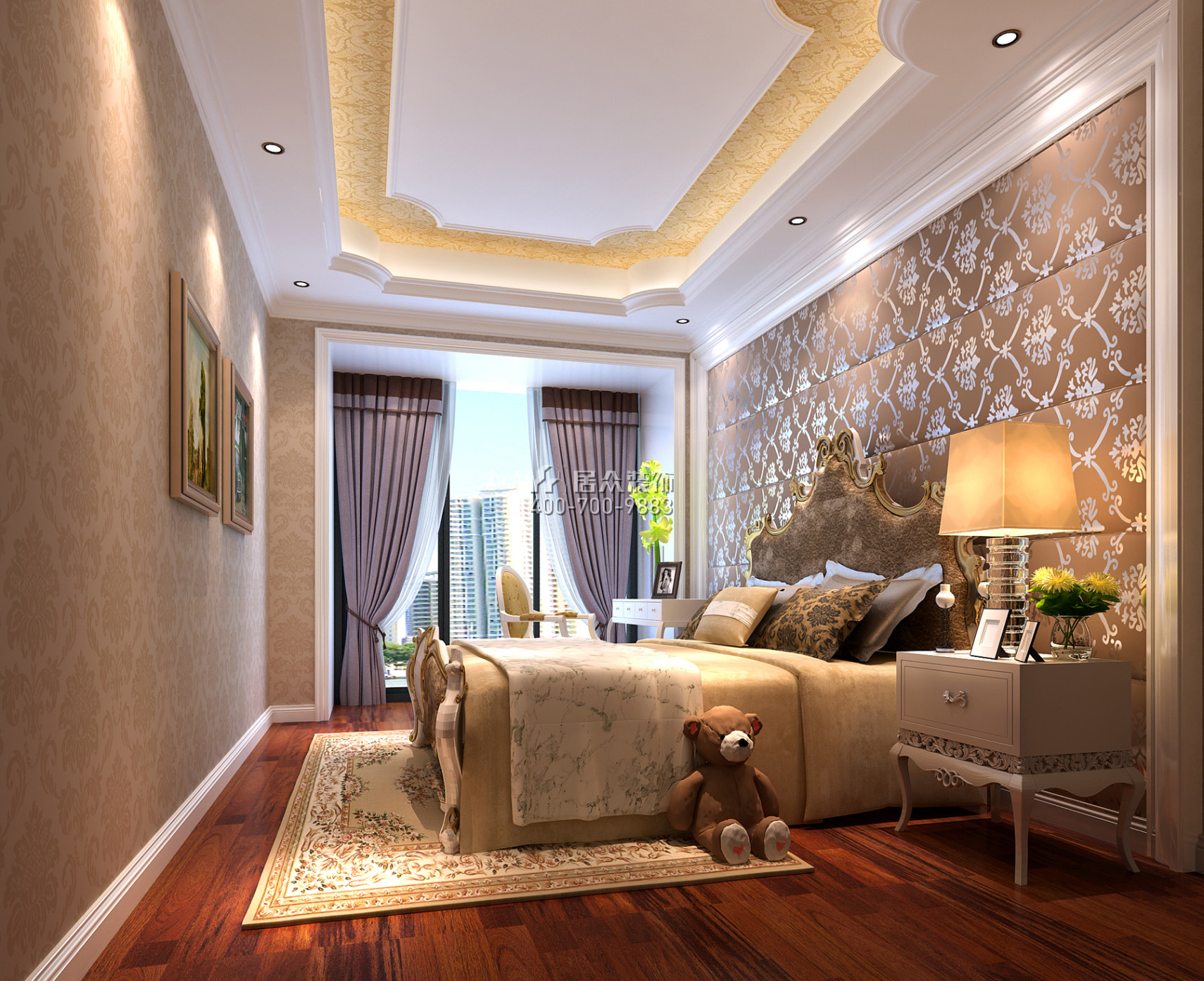 山语清晖177平方米欧式风格平层户型卧室装修效果图