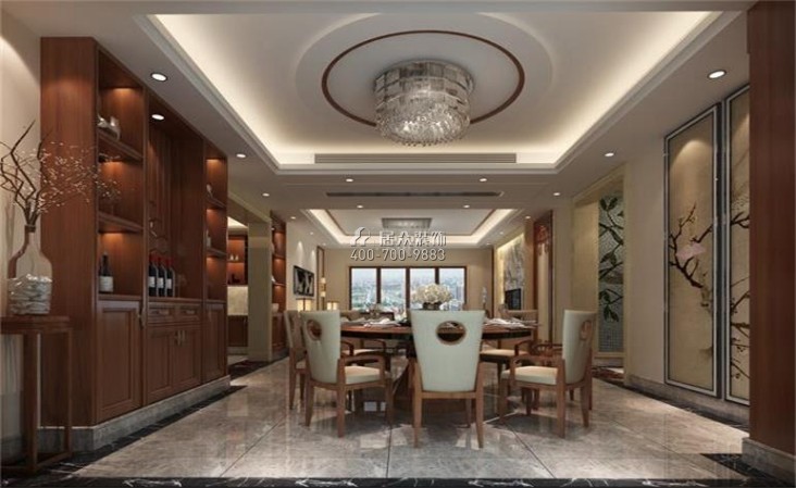 棕榈泉悦江国际220平方米中式风格平层户型餐厅装修效果图