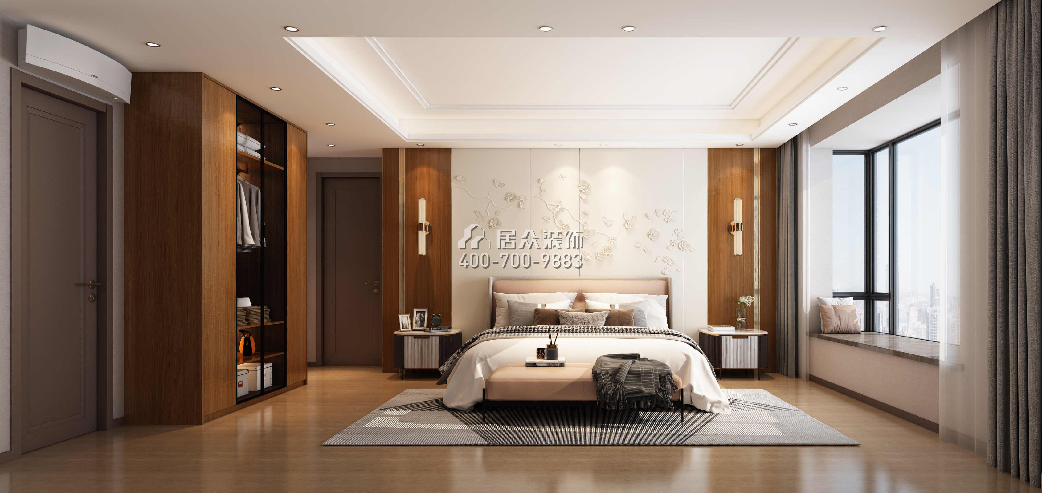 碧海云天165平方米现代简约风格平层户型卧室（中国）科技有限公司官网效果图
